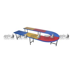 APPLE AP-116-U U Shape Montessori Table with multicolor activity top and black metal frame Multicolor Activity Desk for Montessori school with U shape design and colorful classroom surface Preschool Group Table for daycare, nursery, playgroup, and junior classroom activities Durable U Shape Montessori Table for group learning, crafts, puzzles, and kids classroom activities