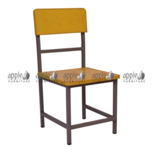 APPLE AP-149-12 wooden school chair with red wooden seat and back, steel frame classroom chair for schools, durable student chair in Pakistan