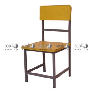 APPLE AP-149-12 wooden school chair with red wooden seat and back, steel frame classroom chair for schools, durable student chair in Pakistan