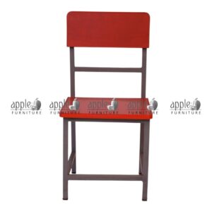 APPLE AP-149-12 wooden school chair with red wooden seat and back, steel frame classroom chair for schools, durable student chair in Pakistan