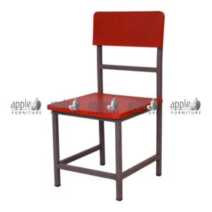 APPLE AP-149-12 wooden school chair with red wooden seat and back, steel frame classroom chair for schools, durable student chair in Pakistan
