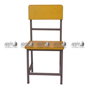 APPLE AP-149-12 wooden school chair with red wooden seat and back, steel frame classroom chair for schools, durable student chair in Pakistan