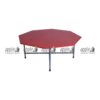 APPLE AP-150 hexagon activity table for school classroom with red tabletop and metal legs Red school activity table for Montessori classroom and kids learning area Collaborative classroom table with hexagonal top for group study and creative activities