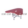 APPLE AP-151-ALP-A school activity table with red kidney shaped tabletop for preschool classroom furniture Durable school activity table for Montessori and kids classroom learning with metal pipe frame Preschool activity table with curved red top for group learning, drawing, reading, and classroom activities Kidney shaped classroom table for school activity room, playgroup furniture, and junior learning space