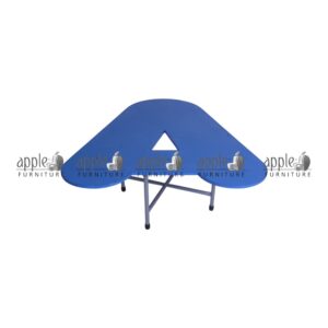 APPLE AP-151-ALP-A school activity table with red kidney shaped tabletop for preschool classroom furniture Durable school activity table for Montessori and kids classroom learning with metal pipe frame Preschool activity table with curved red top for group learning, drawing, reading, and classroom activities Kidney shaped classroom table for school activity room, playgroup furniture, and junior learning space