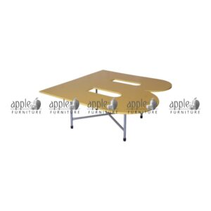 APPLE AP-151-ALP-B kids activity table with red creative tabletop for preschool classroom furniture Durable kids activity table with metal pipe frame for Montessori and playgroup learning Flower shaped classroom table for group learning, drawing, reading, and creative school activities Preschool group table with red top and strong frame for daycare and junior classroom furniture