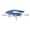 APPLE AP-151-ALP-C horseshoe classroom table with blue tabletop for preschool and Montessori furniture Durable horseshoe classroom table with metal pipe frame for teacher-guided group learning Blue preschool activity table for drawing, reading, writing, and classroom activities Collaborative learning table with horseshoe shape for daycare, playgroup, and junior school classrooms