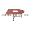 APPLE AP-151-ALP-D U shaped classroom table with reddish-orange top for preschool and Montessori furniture Durable U shaped classroom table with strong metal pipe frame for teacher-guided group learning Montessori activity table for drawing, reading, writing, craftwork, and classroom activities Curved learning table for daycare, playgroup, nursery, and junior school classrooms