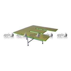 APPLE AP-151-ALP-E green classroom activity table with strong metal frame for preschool furniture Durable green classroom activity table for Montessori, playgroup, and junior school learning spaces Preschool learning table with green tabletop for drawing, reading, writing, and craft activities Collaborative activity table with metal pipe frame for daycare and classroom group learning