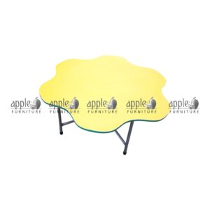 APPLE AP-151-FLW flower activity table with pink tabletop for preschool classroom furniture Durable flower activity table with metal pipe frame for Montessori and daycare learning spaces Preschool flower table for drawing, coloring, reading, writing, and creative classroom activities Kids learning table with flower shaped pink top for playgroup, nursery, and junior classrooms