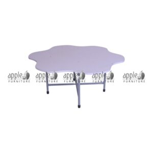 APPLE AP-151-FLW flower activity table with pink tabletop for preschool classroom furniture Durable flower activity table with metal pipe frame for Montessori and daycare learning spaces Preschool flower table for drawing, coloring, reading, writing, and creative classroom activities Kids learning table with flower shaped pink top for playgroup, nursery, and junior classrooms