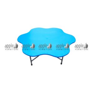 APPLE AP-151-FLW flower activity table with pink tabletop for preschool classroom furniture Durable flower activity table with metal pipe frame for Montessori and daycare learning spaces Preschool flower table for drawing, coloring, reading, writing, and creative classroom activities Kids learning table with flower shaped pink top for playgroup, nursery, and junior classrooms