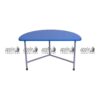 APPLE AP-151-SCR semicircle classroom table with blue half-round top, collaborative school table with strong metal frame and Montessori half round table for group learning