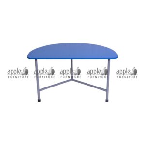 APPLE AP-151-SCR semicircle classroom table with blue half-round top, collaborative school table with strong metal frame and Montessori half round table for group learning