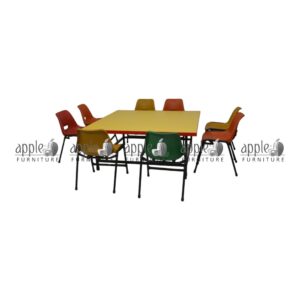 APPLE AP-200 and AP-115 school activity table and chair set with colourful seats, kids classroom furniture set and strong group learning table set