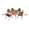APPLE AP-200-MLT AP-151-ALP-A-ORG Six Seater Preschool Table Set with colorful Triangle Kids Table and Chair Set and Pre Primary Classroom Furniture Set