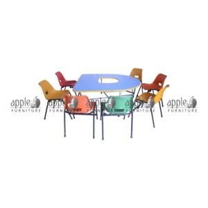APPLE AP-200-MLT AP-151-ALP-D-BLU Kids Activity Table and Chair Set with Six Seater Kids Classroom Table and colorful Early Learning Classroom Furniture